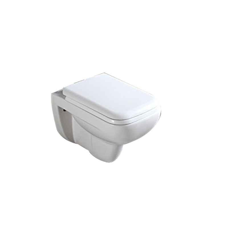 InArt Ceramic White Dovel Wall Mounted Water Closet with Hydraulic Seat Cover, W3-JETA-743