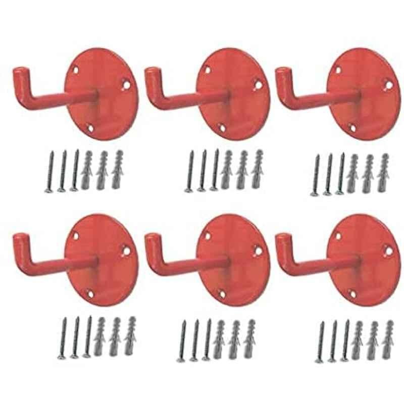Abbasali Red Fire Extinguisher Hook Mount Bracket (Pack of 6)