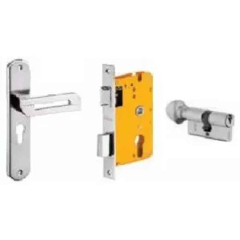 Dorset ML Series Lia 60mm Stainless Steel Silver Chrome Finish Door Handle Lock Set with Knob & Key, ML LIA SC (Pack of 2)
