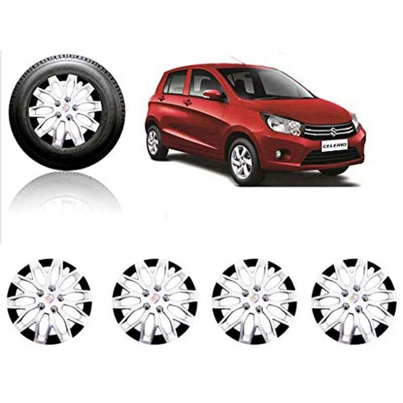 Auto Pearl 4 Pcs 13 inch ABS Silver & Black Car Wheel Cover Set for Maruti Suzuki Celerio