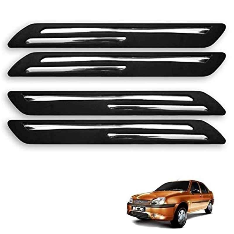 Kozdiko 4 Pcs Rubber Black Double Chrome Strips Car Bumper Protector Guard Set for Ford Ikon