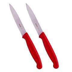 Kohe 211mm Stainless Steel Red Utility Kitchen Knife for Precision Peeling, Trimming & Slicing Vegetables & Fruits, 1138.1 (Pack of 2)