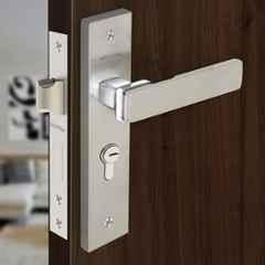 Plantex Heavy-Duty Door Lock Set Main Door Lock Handle Set/Mortise Lock with 3 Keys, Brass Lock Body & Cylinder 8116 Steel Satin & Chrome