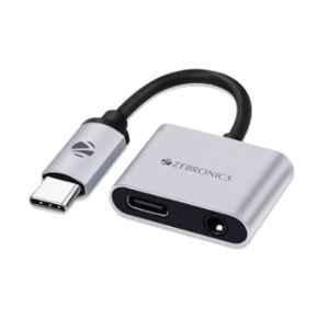 Zebronics 2 in 1 Silver USB Type-C Multiport Adapter, Zeb TA100AP