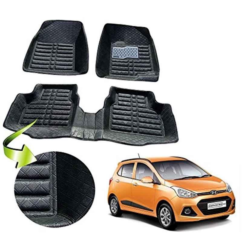 Kozdiko 3 Pcs 5D Black Car Foot Mat Set for Hyundai i10 Grand, koz_45549