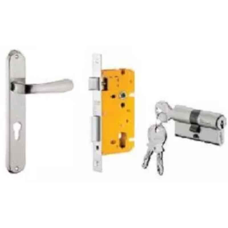Dorset ML Series Pontus 60mm Stainless Steel Silver Chrome Finish Door Handle Lock Set with Both Side Key Cylinder
