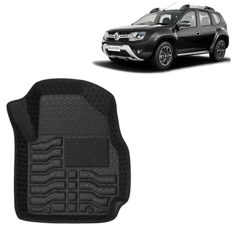 Kingsway 3 Pcs Premium 4.5D 100% Waterproof Tray Shape PVC Black Car Floor Mat Set for Renault Duster 2014 to 2022 All Model