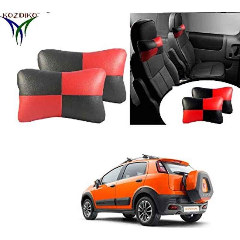 Kozdiko 2 Pcs Black & Red Car Square Chess Design Neck Rest Seat Pillow Set for Fiat Avventura