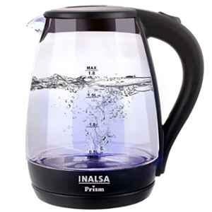 Inalsa Prism 1.8L 1500W Glass & Stainless Steel Black Electric Kettle