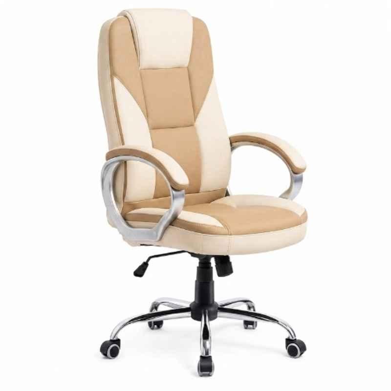Aayra Leatherette Cream & Beige High Back Revolving Ergonomic Office Chair