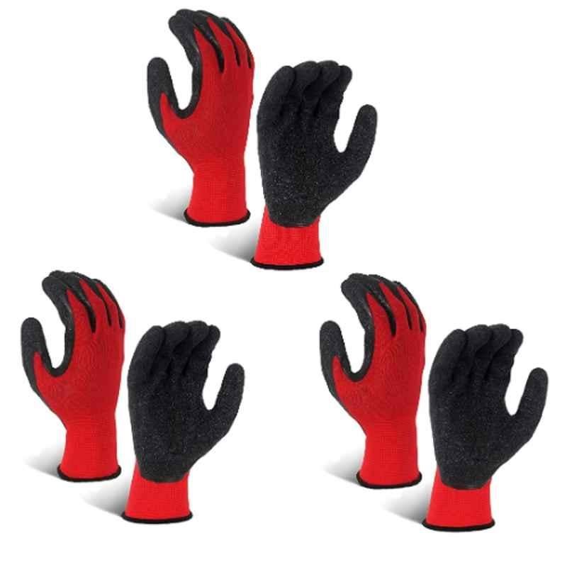 Sia Nylon Red & Black Cut Resistant Hand Safety Gloves, SIA-SG-RB-3 (Pack of 3)