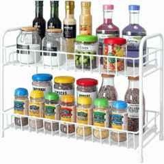 Niskoware Stainless Steel White 2-Tier Containers Kitchen Rack
