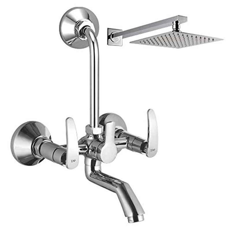 ZAP ARMX304 Brass Chrome Finish Wall Mixer with Overhead Shower System Set