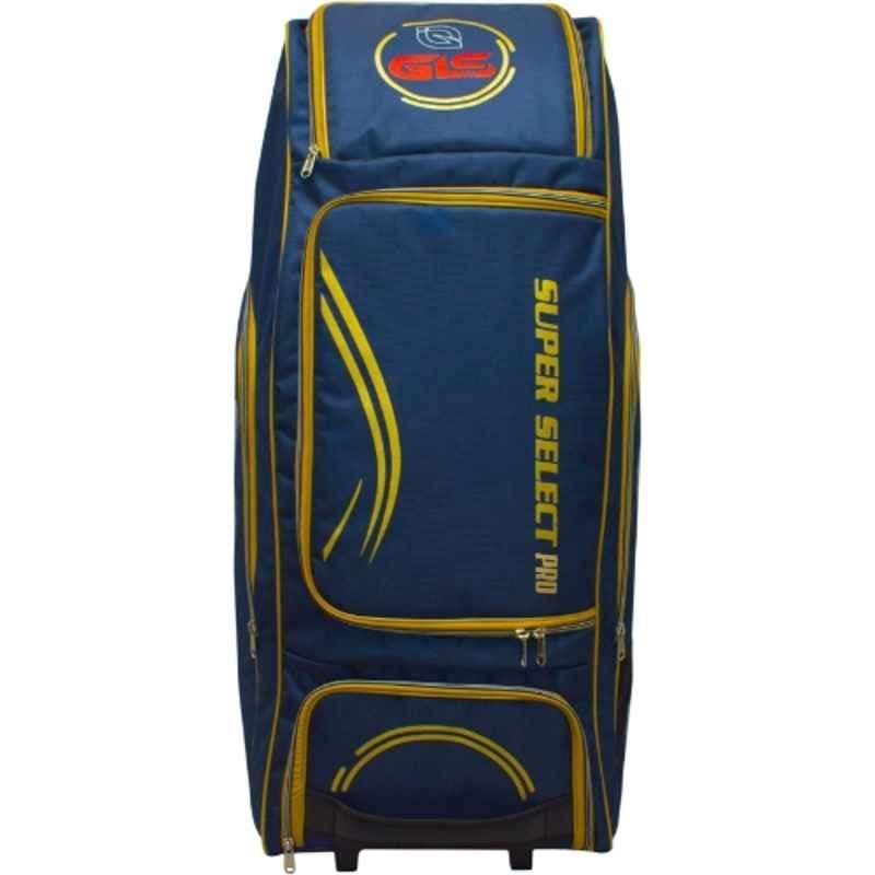 GLS Super Select Pro 120 Litre PU Blue Cricket Kit Duffle Bag with Wheels, Bat & Shoe Pocket