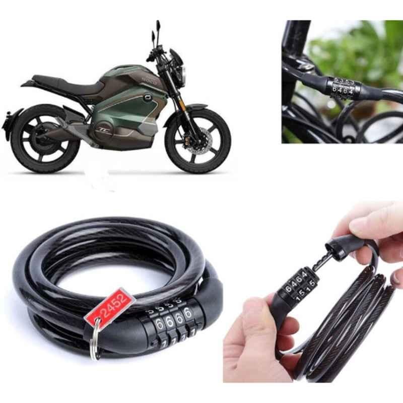 Auto Pearl PVC & Plastic Black Combination Cable Lock for Super Soco TC Wanderer