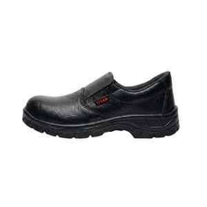 Hind Pro Titan Alabama Print Leather PU Steel Toe Black Safety Shoe for Men, Size: 7