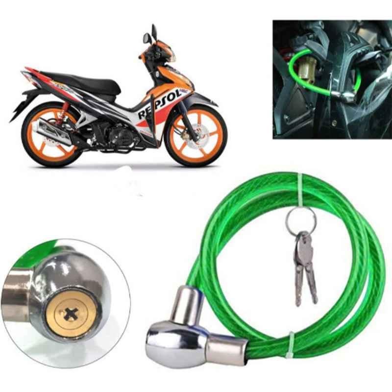 Auto Pearl PVC & Plastic Green Heavy Duty Cable Lock for Blade 125, 220