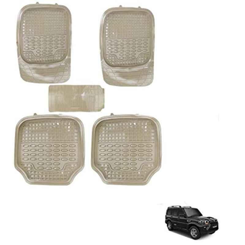 Kozdiko 5 Pcs 4G Beige Rubber & PVC Heavy Car Foot Mat Set for Mahindra Scorpio, koz_80791