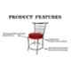 RW Rest Well RW-158 Leatherette Red Ergonomic Dining Chair with Steel Chrome Finish