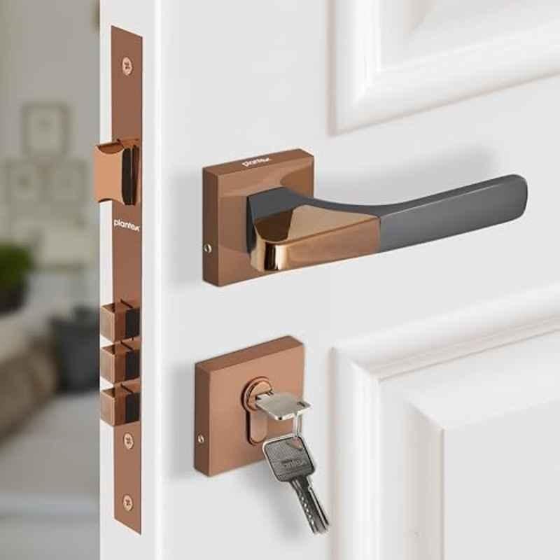 Plantex Main Door Lock/Mortise Lock for Door with 3 Years of Warranty Robust Door Lock for Home with Brass Lock Body & Cylinder7114 PVD Choco & Satin Black