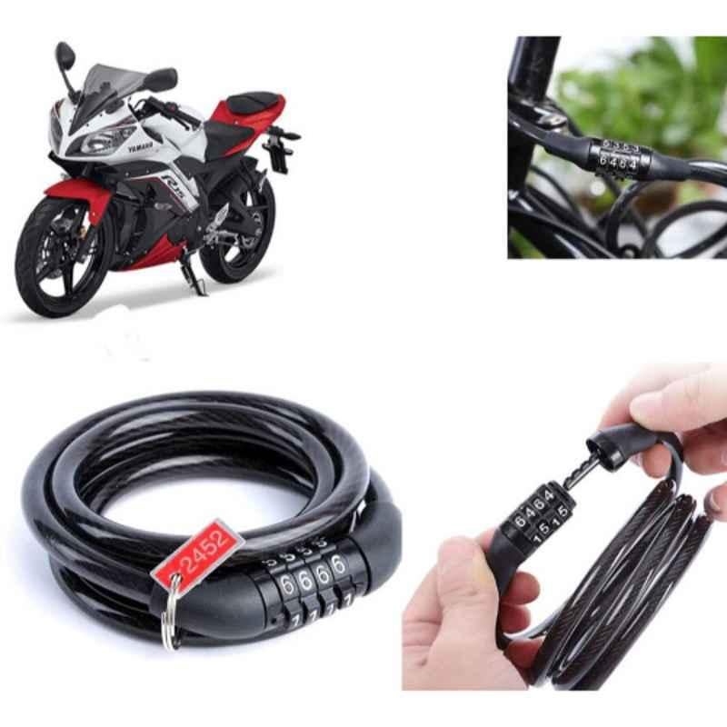Auto Pearl PVC & Plastic Black Combination Cable Lock for YZF-R15 V2 BS6