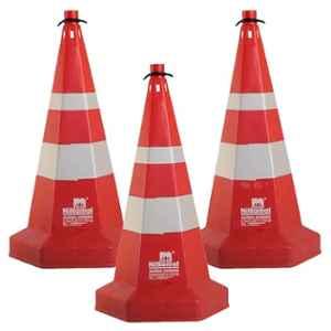 Nilkamal 750mm Red Road Traffic Safety Cone with 3m Chain & Hook (Pack of 3)