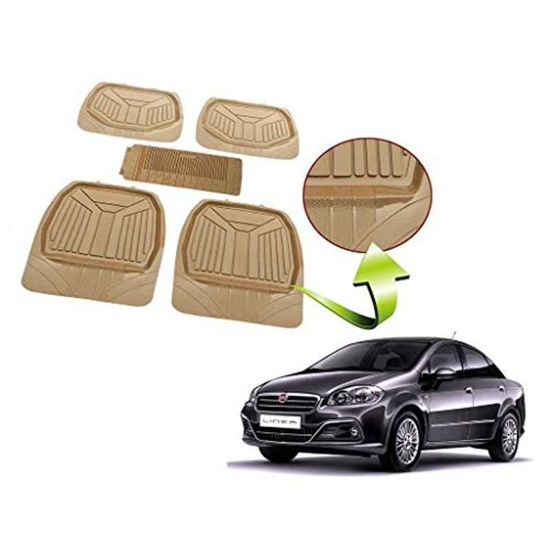 Kozdiko 5 Pcs Rubber Beige 3G Rubber Mat Set for Fiat Avventura