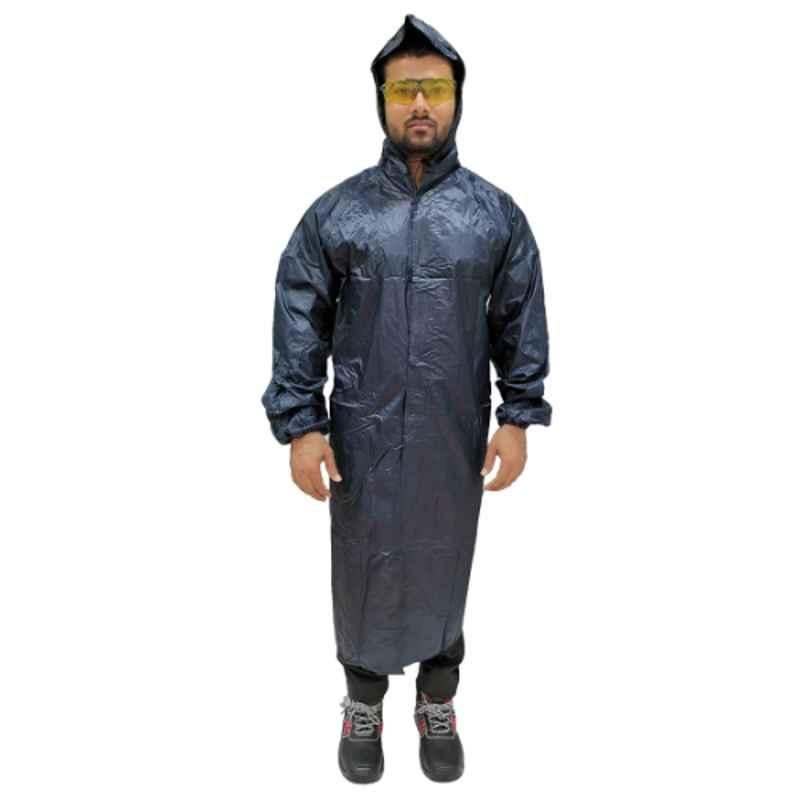 Workman Polyester & PVC Navy Blue Rain Coat, RC YM 01, Size: L
