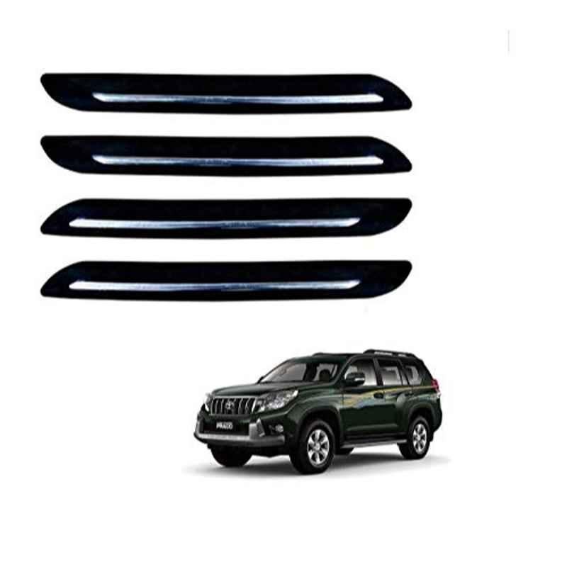 Kozdiko 4 Pcs PVC Black Car Bumper Protector Set with Chrome Strip for Toyota Land Cruiser Prado