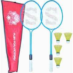 STYRKR Alloy Steel Blue Badminton Racquet Set of 2 Steel Frame with Shuttlecocks 4 & Bag Badminton Kit