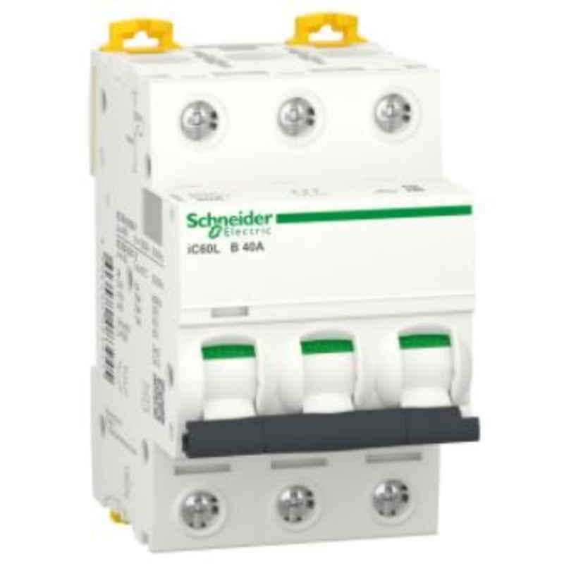Schneider 40A 3 Pole iC60L B Miniature Circuit Breaker, A9F93340