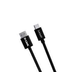 D-Link 65W 1.5m Nylon Black Braided Fast Charging Type-A to Type-C Cable with Metal Connector, DPA-FC302