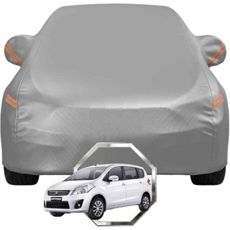 Allextreme Polyester Grey with Highlighter Car Cover with Mirror Pocket & Triple Stitched Bottom Elastic for Maruti Suzuki Ertiga All Model & Years, MS-ERTIGA-GRY