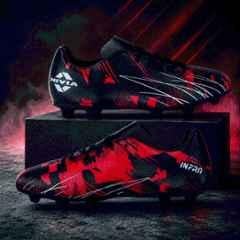 Nivia INFRA 2.0 Black & Red Studs Football Shoes for Men, Size: 7