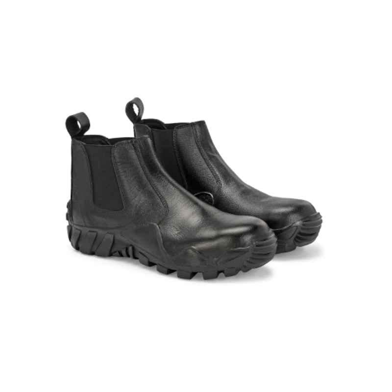 Eego Italy Solid Genuine leather Anti Skid Steel Toe Safety Chelsea Boot with 3m Reflector for Women, Size: 14