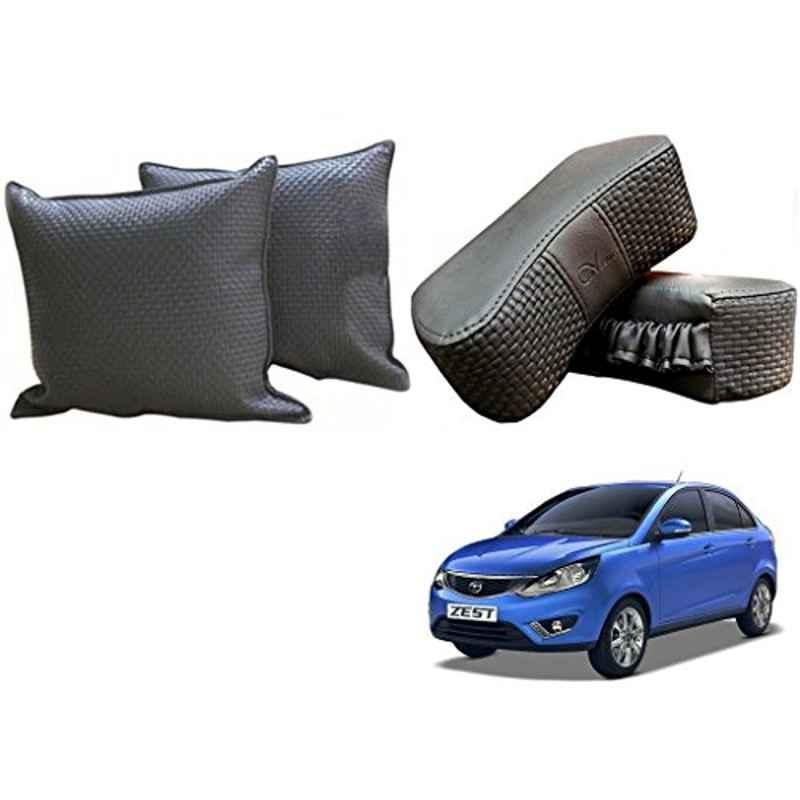 Kozdiko One Pair Grey Neck Rest & One Pair Cushion Combo for Tata Zest