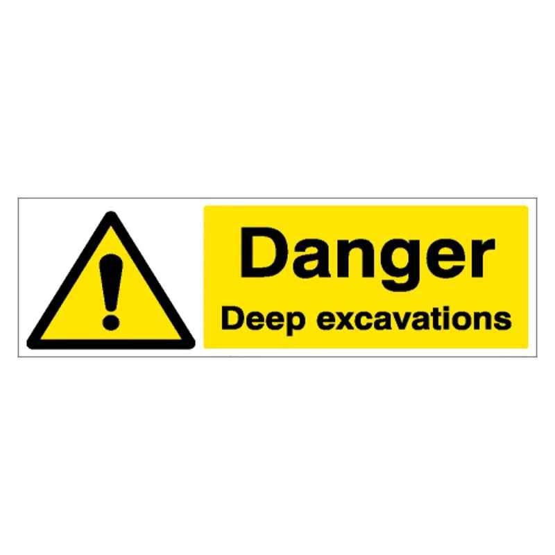 SUNSIGNS 300x100mm Vinyl & ACP Sheet Danger Deep Excavations Signage, SN0114VNLM3HPIFAG