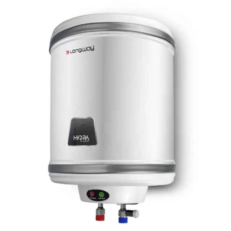 Longway Hydra 10 Litre 2000W Silver 5 Star Rated Automatic Storage Water Heater for Home withMultiple Safety System, Anti-Rust Coating & 5 Years Warranty