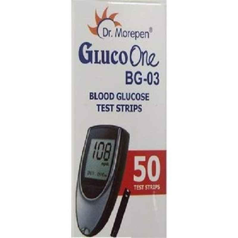 Dr. Morepen 50 Pcs Gluco One BG-03 Black & White Blood Glucose Test Strips Set
