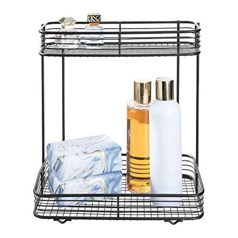 iDesign Vienna 2-Tier Alloy Steel Black Matt Shelves, 09747, Size: Free