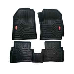 Pruvu 3 Pcs TPE Black 2 Row Car Floor Mat Set for Manual & Automatic Kia Sonet 2020, PRU-TFM 038