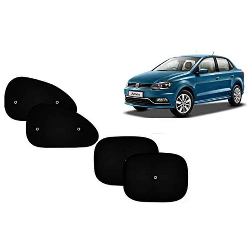 Auto Pearl 4 Pcs PVC & Mesh Black Window Side Sun Shade Set for Volkswagen Ameo