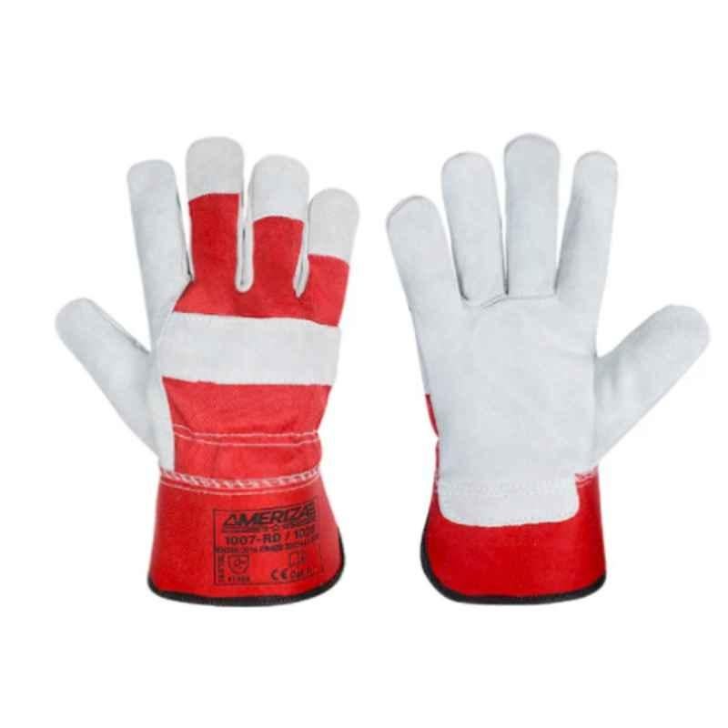 Ameriza E202111220 Leather Red Safety Gloves, Size: 10.5 inch