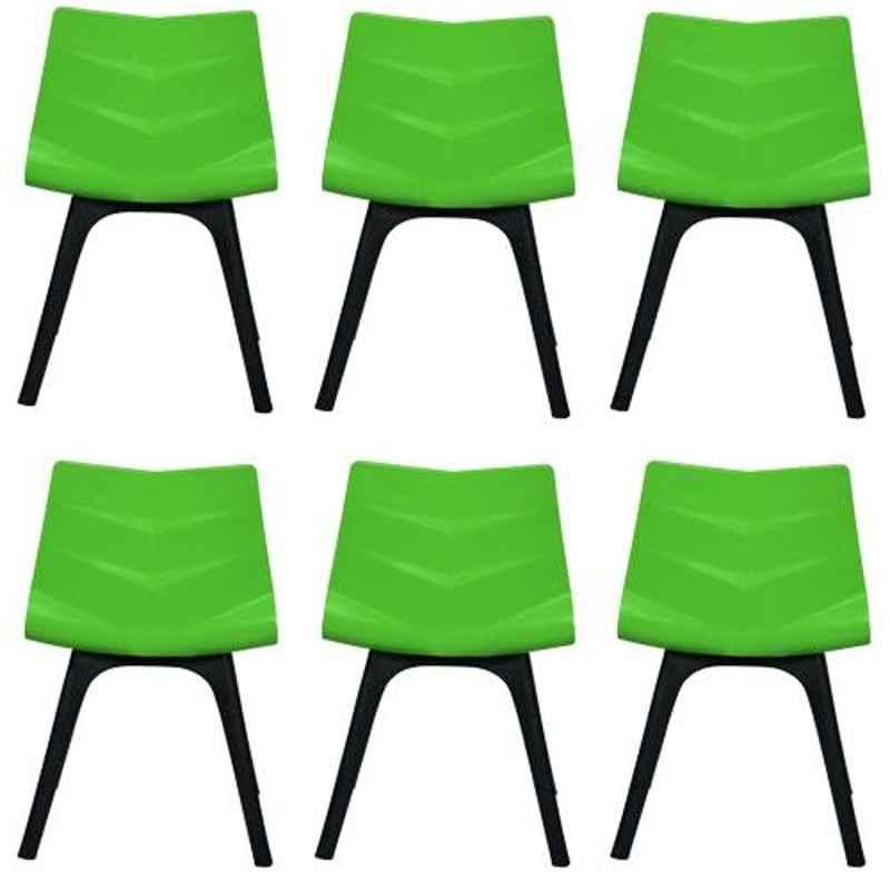 Regent Diamond Shell Plastic Black & Green Chair (Pack of 6)