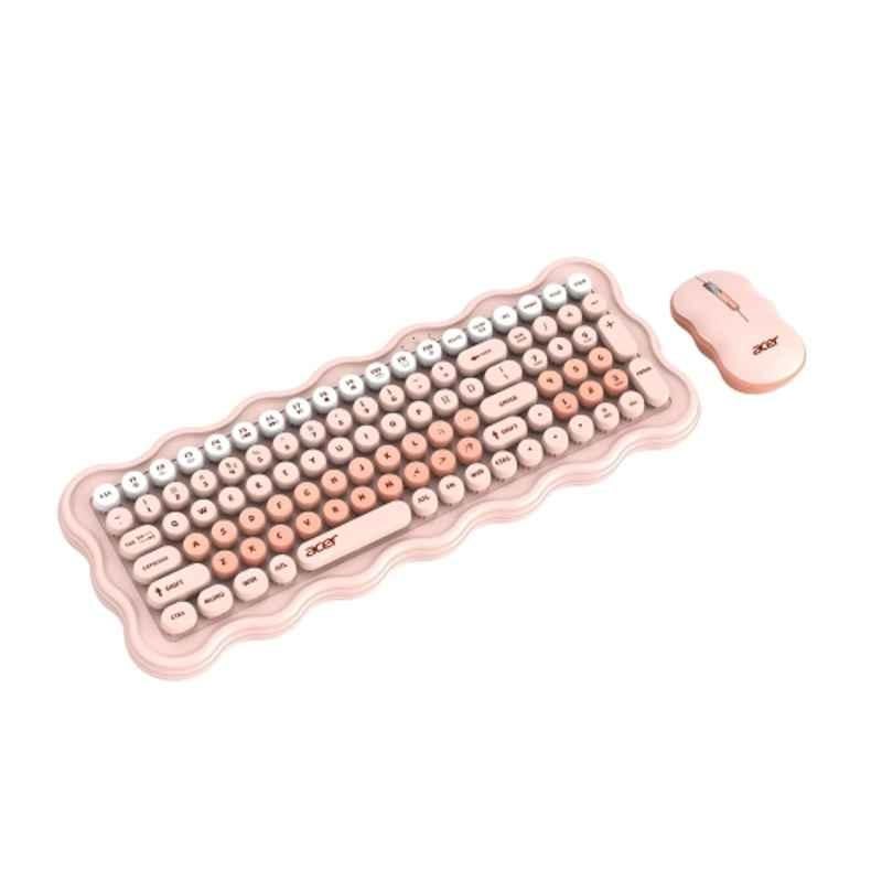 Acer PopGo Beige Wireless Keyboard & 1200dpi Optical Mouse Combo with 2.4GHz Wireless USB Receiver, ZC.A01SI.4YN