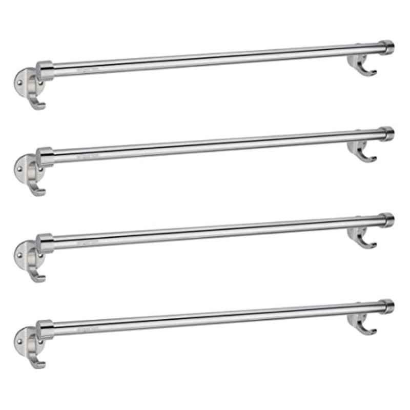 Aligarian 24 inch Stainless Steel Polished Finish Wall Mounted Round Open Base Towel Rod (Pack of 4)