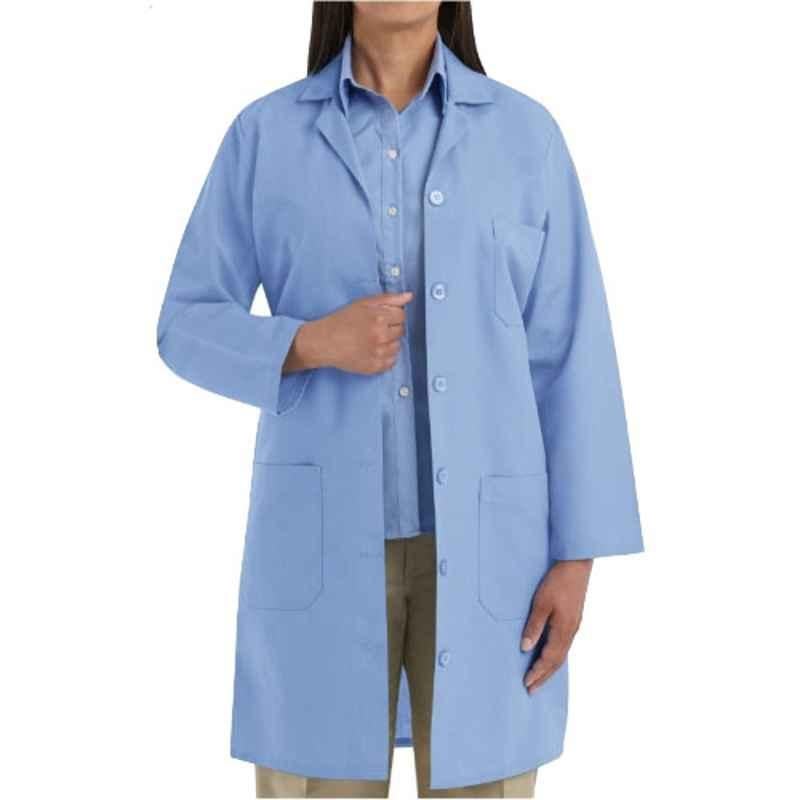 Superb Uniforms Polyester & Viscose Sky Blue Full Sleeves Lab Coat, SUW/Cob/LC07, Size: S