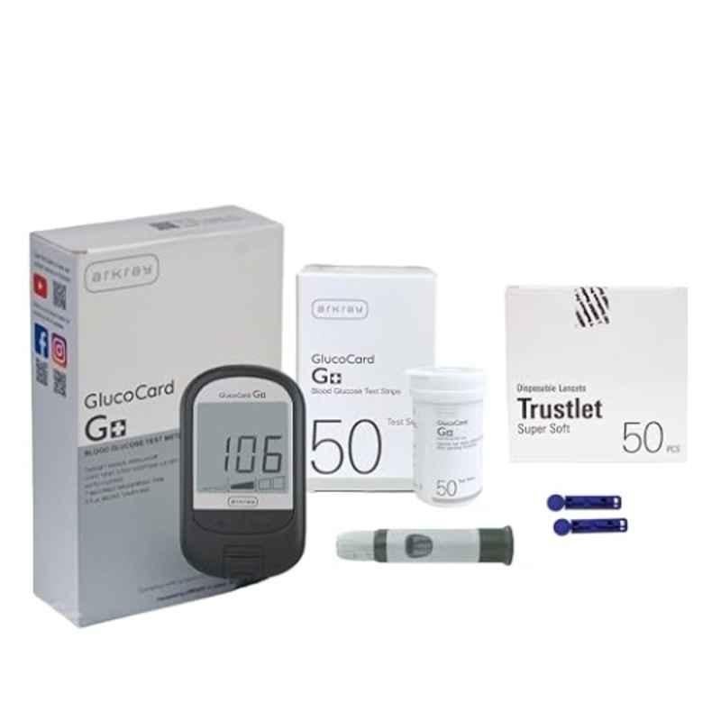 Arkray Glucocard G+ Advance Glucometer Machine with FREE 50 Pcs Bottlepack Test Strips, 25 Pcs Trustlet Lancet & 50 Pcs Trustlet Lancet