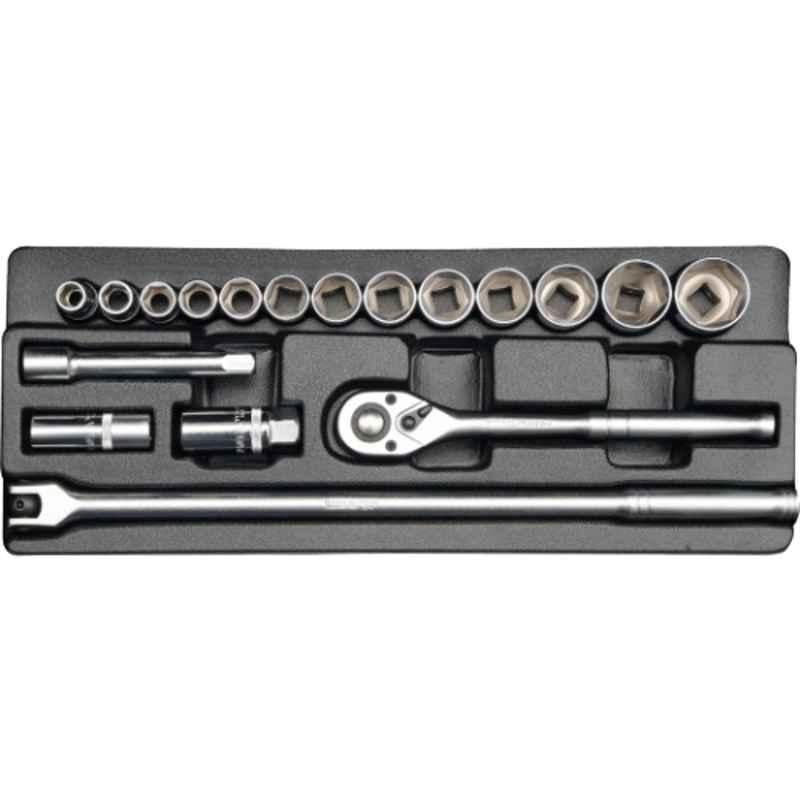 Yato 18 Pcs 1/2 inch Drive CrV 6140 & CrV 50BV30 Metal Case Tool Kit, YT-12641