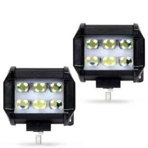 AllExtreme EX5D6L2 2 Pcs 6 LED 18W Waterproof 5D Spot Beam Fog Light Set